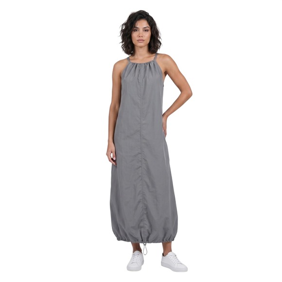 Zara Dresses & Skirts - ZARA Grey Parachute Maxi Dress Halter Low Back Adjustable Bubble Hem Large